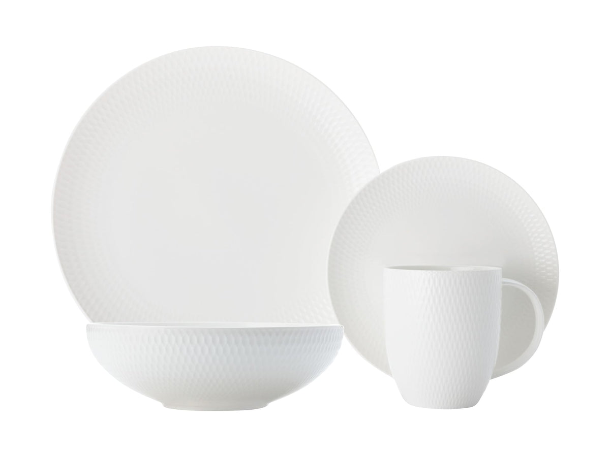 & Williams Round Diamond Porcelain Dinnerware Set, Serves 4, 16-pc, White Z3G8 - product image 1