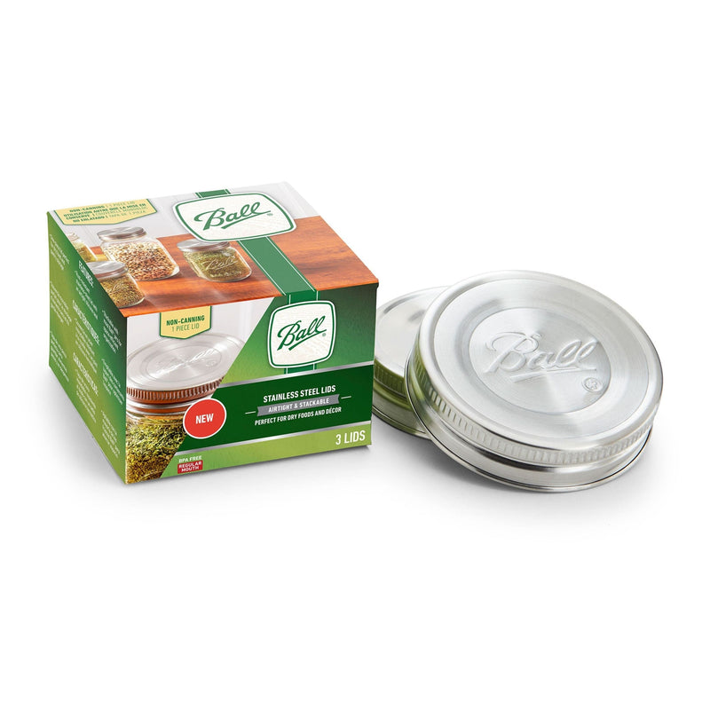 BALL Regular Mouth Stainless Steed Lids, Rust-Resistant, 3-pk B2G4